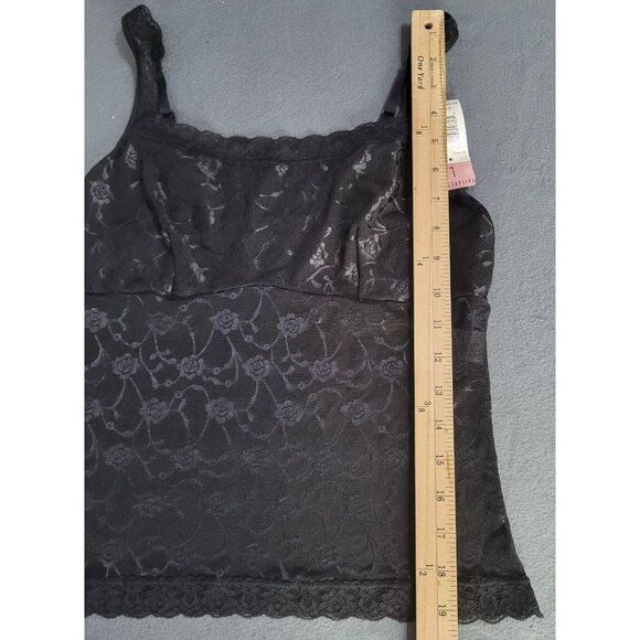 Vassarette Sheer Lace Camisole SZ L/40 Tank Top 17-053 y2k Floral Babydoll Black - Picture 7 of 8